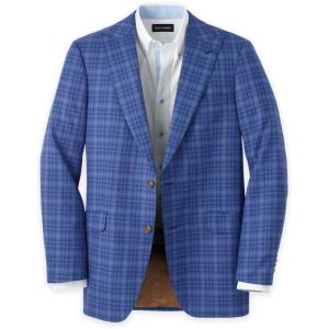 imagePaul Fredrick Mens Wool Plaid Single Breasted Peak Lapel Sport Coat