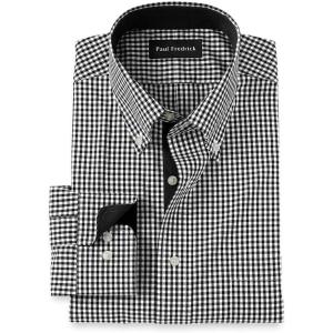 imagePaul Fredrick Mens Classic Fit NonIron Cotton Check Dress ShirtBlack