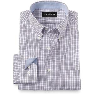 imagePaul Fredrick Mens Classic Fit NonIron Cotton Plaid Dress ShirtPurple