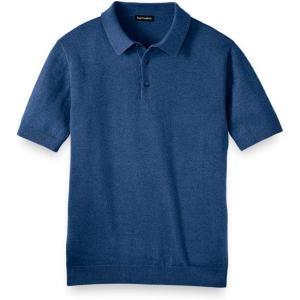 imagePaul Fredrick Mens Silk Cotton and Cashmere Three Button PoloNavy