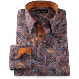 imagePaul Fredrick Mens Slim Fit Comfort Stretch NonIron Botanical Dress Shirt
