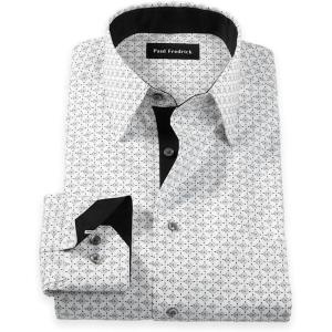 imagePaul Fredrick Mens Slim Fit Comfort Stretch NonIron Geometric Dress Shirt