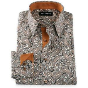 imagePaul Fredrick Mens Slim Fit Comfort Stretch NonIron Paisley Dress Shirt