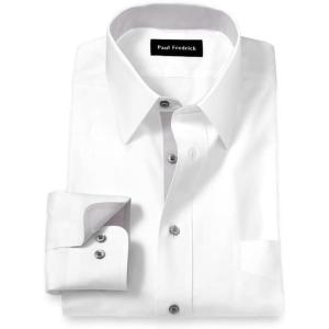 imagePaul Fredrick Mens Slim Fit Comfort Stretch NonIron Solid Dress ShirtWhiteGrey