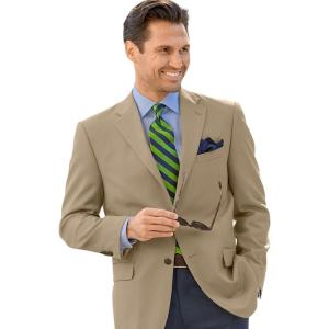 imagePaul Fredrick Mens Classic Fit Wool Travel BlazerBritish Tan