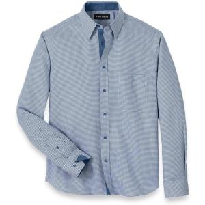 imagePaul Fredrick Mens Classic Fit Cotton Houndstooth Casual Shirt Blue 3xl Tall SFU010L