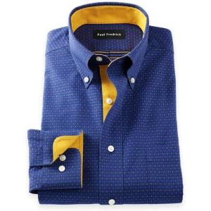 imagePaul Fredrick Mens Classic Fit Comfort Stretch NonIron Dot Dress Shirt