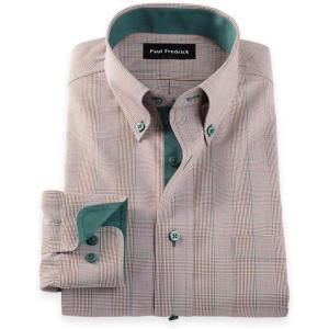 imagePaul Fredrick Mens Tailored Fit Comfort Stretch NonIron Plaid Dress Shirt