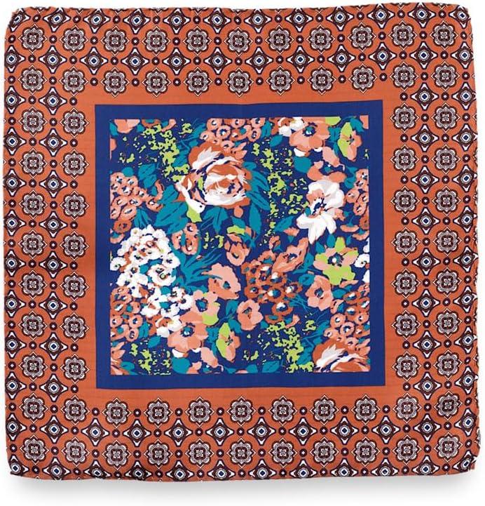 imagePaul Fredrick Mens Medallion Silk Pocket SquareOrangeBlue