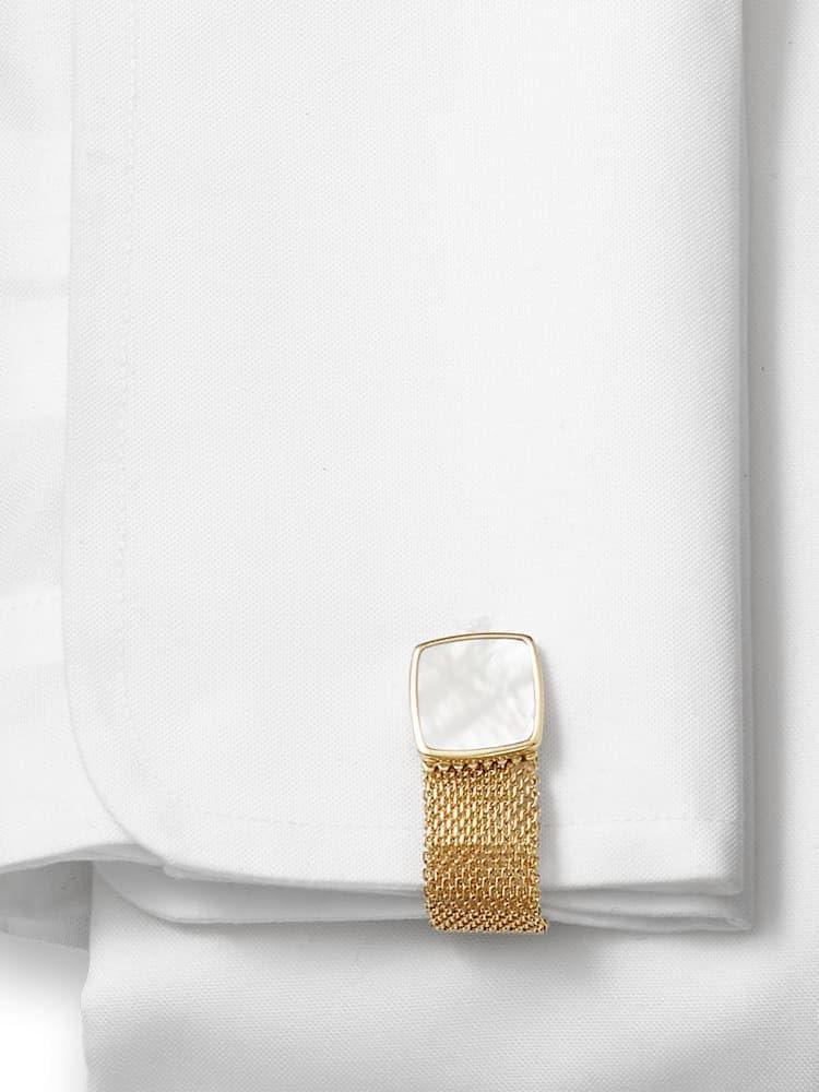 imagePaul Fredrick Mens Mother of Pearl Mesh Wrap CufflinksGold