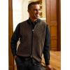 imagePaul Fredrick Mens Cotton Full Zip Mock Neck VestBrownBlack