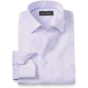 imagePaul Fredrick Mens Classic Fit Comfort Stretch NonIron Stripe Dress ShirtLavender