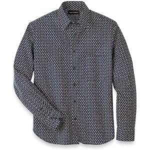 imagePaul Fredrick Mens Classic Fit Cotton Geometric Print Casual Shirt Blue 4xl SFU100L