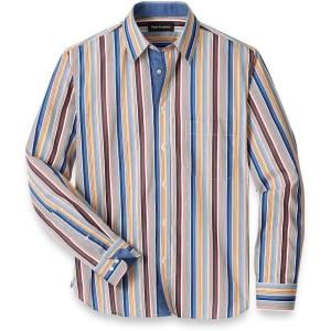 imagePaul Fredrick Mens Classic Fit Cotton Stripe Print Casual Shirt Multi 3xl SFU110L