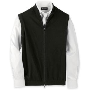 imagePaul Fredrick Mens Cotton Full Zip Mock Neck VestBlack