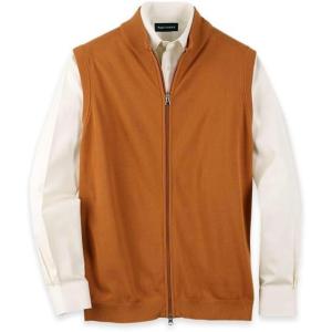 imagePaul Fredrick Mens Cotton Full Zip Mock Neck VestCognac