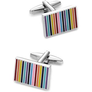 imagePaul Fredrick Mens Enamel Multi Stripe CufflinksMulti