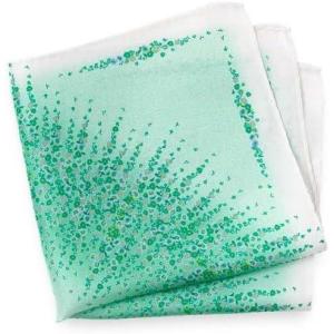 imagePaul Fredrick Mens Floral Silk Pocket SquareGreenWhite