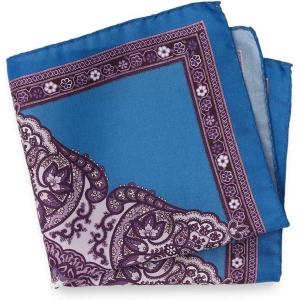 imagePaul Fredrick Mens Medallion Silk Pocket SquareBluePurple