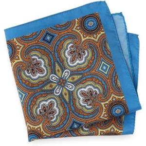 imagePaul Fredrick Mens Medallion Silk Pocket SquareBlueYellow