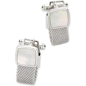 imagePaul Fredrick Mens Mother of Pearl Mesh Wrap CufflinksSilver