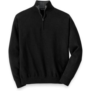 imagePaul Fredrick Mens Supima Cotton Zip Mock Neck SweaterBlack