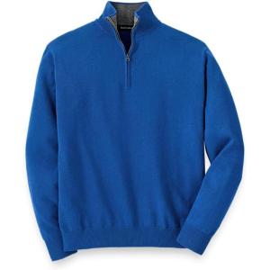 imagePaul Fredrick Mens Supima Cotton Zip Mock Neck SweaterBlue