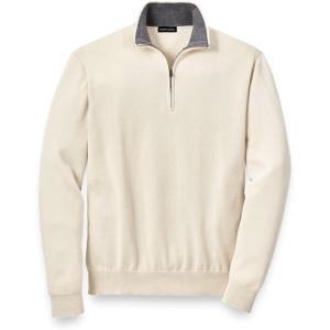 imagePaul Fredrick Mens Supima Cotton Zip Mock Neck SweaterIvory