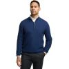 imagePaul Fredrick Mens Silk Cotton Cashmere Quarter Zip Mock Neck SweaterNavy