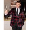imagePaul Fredrick Mens Velvet Plaid Single Breasted Satin Peak Lapel Sport Coat
