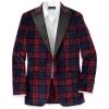 imagePaul Fredrick Mens Velvet Plaid Single Breasted Satin Peak Lapel Sport Coat