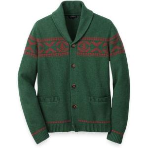 imagePaul Fredrick Mens Cotton Button Front Fair Isle Shawl Collar Cardigan Sweater