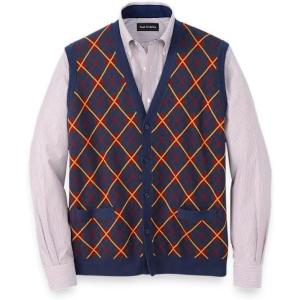imagePaul Fredrick Mens Cotton Button Front VNeck Cardigan Vest