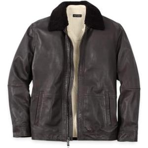imagePaul Fredrick Mens Leather Bomber Shearling Jacket