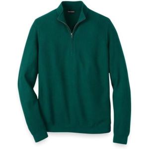 imagePaul Fredrick Mens Silk Cotton Cashmere Quarter Zip Mock Neck SweaterGreen