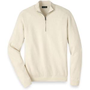 imagePaul Fredrick Mens Silk Cotton Cashmere Quarter Zip Mock Neck SweaterIvory