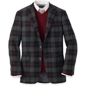 imagePaul Fredrick Mens Wool Blend Plaid Single Breasted Notch Lapel Sport Coat