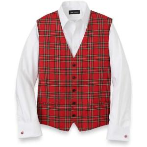 imagePaul Fredrick Mens Wool Blend Tartan Plaid No Lapel 5 Button Vest