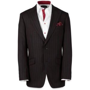 imagePaul Fredrick Mens Wool Stretch Stripe Single Breated Peak Lapel Suit Jacket