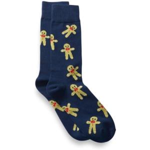imagePaul Fredrick Mens Gingerbread Cookie Motif Cotton Blend Sock