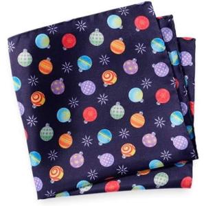 imagePaul Fredrick Mens Ornament Motif Silk Pocket SquareNavy Multi