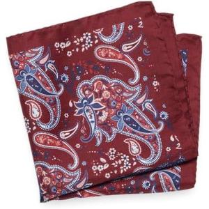 imagePaul Fredrick Mens Paisley Silk Pocket SquareRedBlue