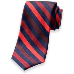 imagePaul Fredrick Mens Stripe Woven Silk TieRedNavy