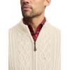 imagePaul Fredrick Mens Cotton Cable Full Zip Mock Neck SweaterIvory