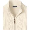 imagePaul Fredrick Mens Cotton Cable Full Zip Mock Neck SweaterIvory