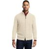 imagePaul Fredrick Mens Cotton Cable Full Zip Mock Neck SweaterIvory