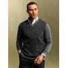 imagePaul Fredrick Mens Washable Merino Wool Houndstooth VNeck SweaterBlackGrey