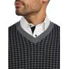 imagePaul Fredrick Mens Washable Merino Wool Houndstooth VNeck SweaterBlackGrey