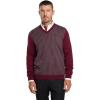 imagePaul Fredrick Mens Washable Merino Wool Houndstooth VNeck SweaterBurgundy