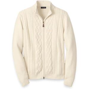 imagePaul Fredrick Mens Cotton Cable Full Zip Mock Neck SweaterIvory